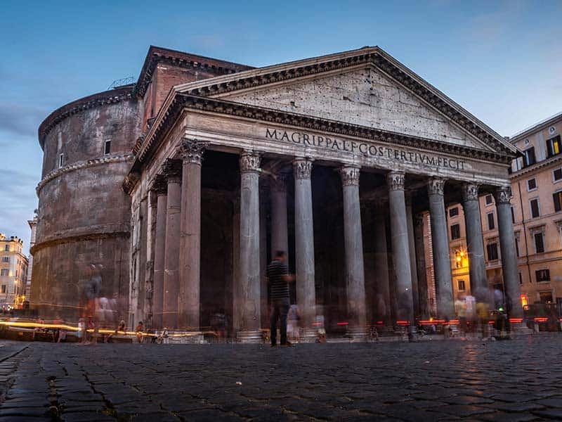 The Pantheon in Rome photographed at night