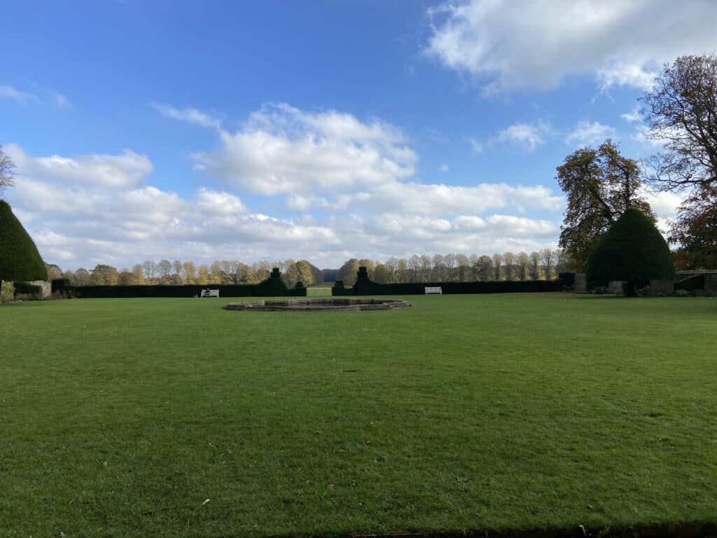 View across the fields from the back of Hardwick Hall in Derbyshire